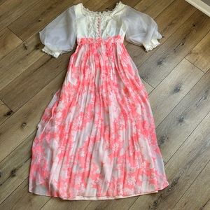 Vtg Sylvia Ann Dress Gown Maxi Sheer Prom Sz S? SEE MEASUREMENTS 1960s W…